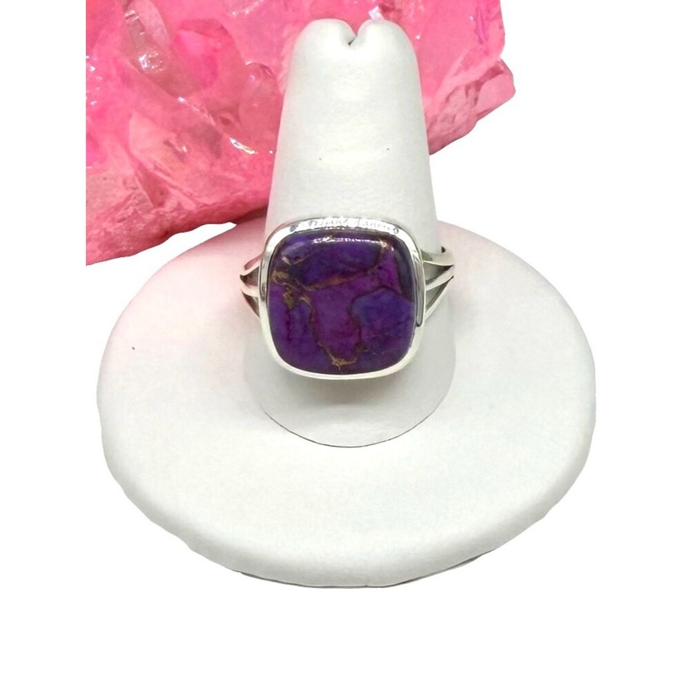 Kingman Purple Copper Turquoise Ring Size 10 Solid 925 Sterling Silver